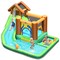 Inflatable Water Slide With Pool Bounce Climb Slide For Kids 3-10 Years Green Blue Orange